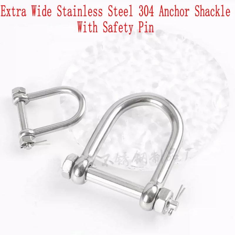 

5PCS M6 M8 M10 M12 Stainless Steel 304 Extra Wide Anchor Shackle with Safety Pin Lock