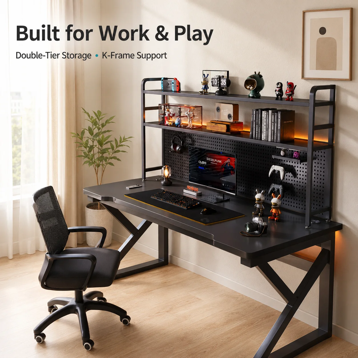 L Shaped Desk Setup - AOLIVIYA 80/100cm E-sporttafel Thuisbureau Boekenplank Studentenbureau