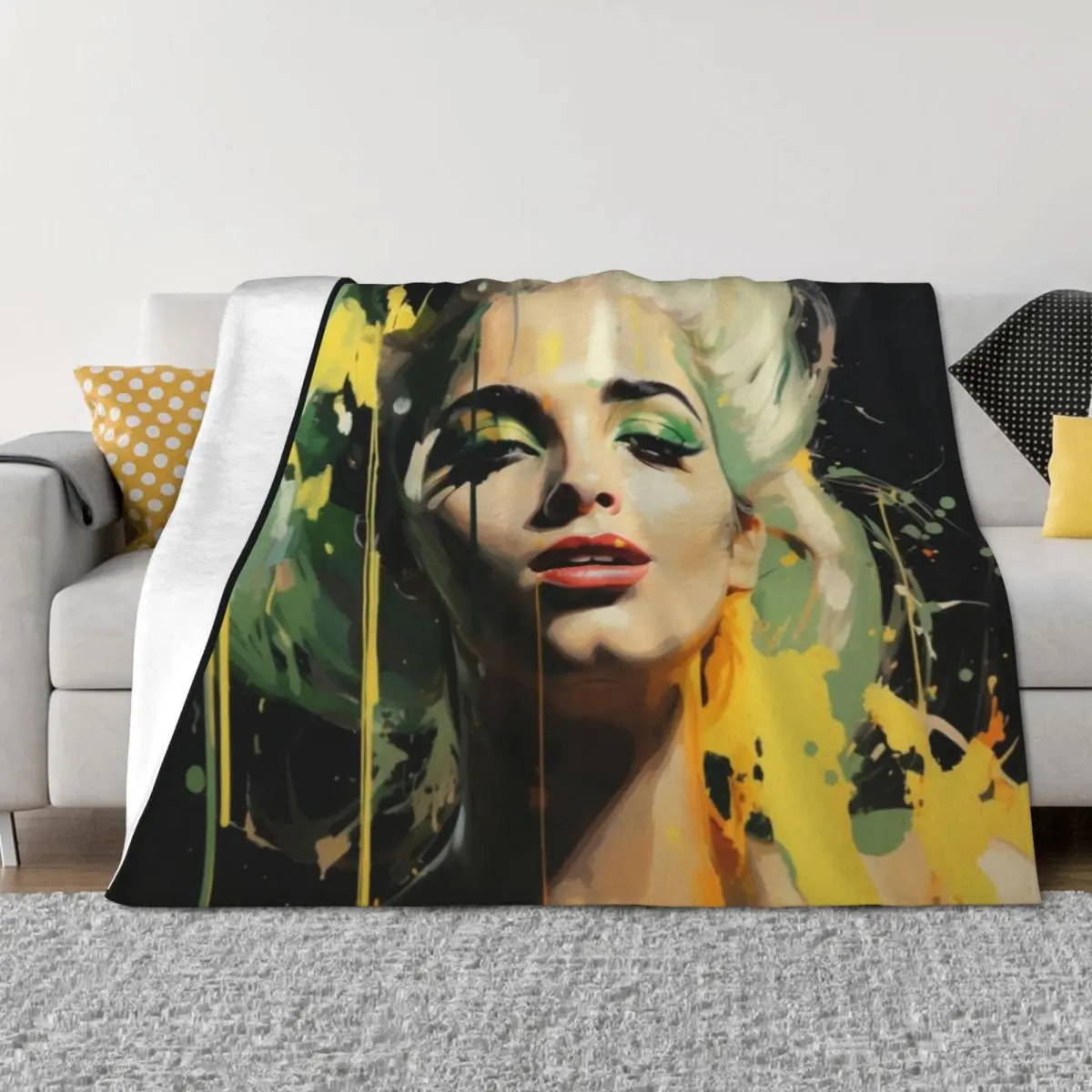 Drawing Lady Gaga Throw Blanket manga Decorative Beds Decorative Throw warm for winter Blankets