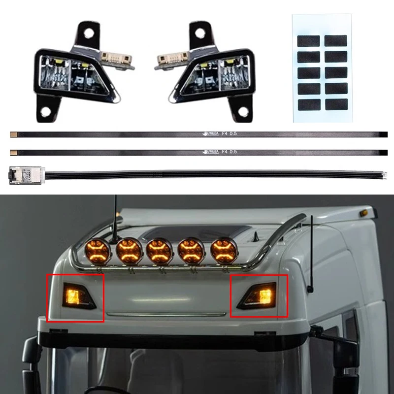 1 Pair ABS Built-in Light for 1/14 Tamiya RC Truck Car For scania 770S 56368