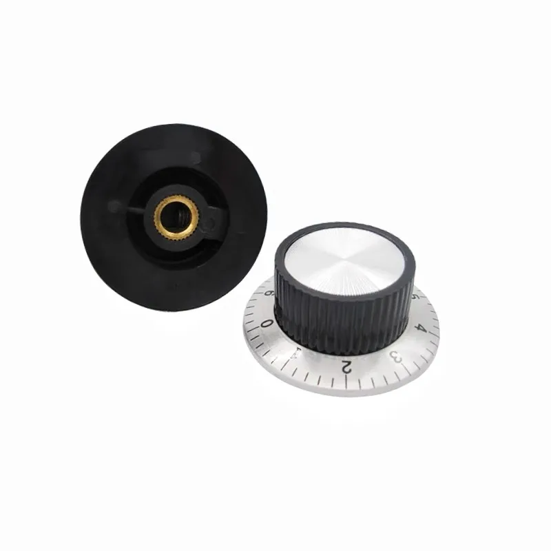 2pcs Digital Dial Metal Surface Potentiometer Cap 0-9 C3 Knob Switch Caps 37X15mm Hole 6mm