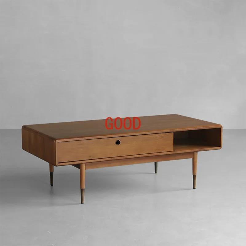 Nordic Expression Industrial Style Retro Solid Wood Tea Table Square Coffee Table Simple