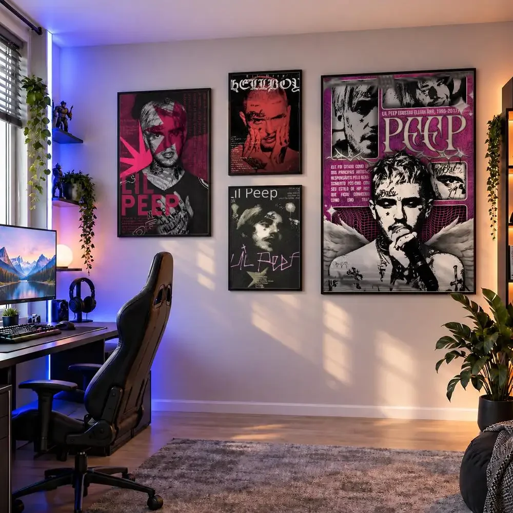 Singer Lil Peep GBC GothBoiClique Emo Poster Wall Art PP Waterproof HD Self Adhesive Modern Home Decor Living Room Apartment