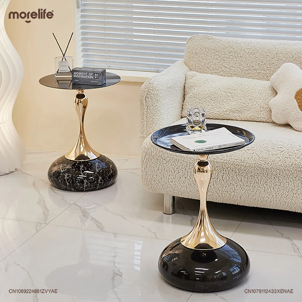 

Nordic Circular Small Coffee Table Living Room Light Luxury Side Table Bedroom Metal Bedside Table Nightstands Furniture F01+