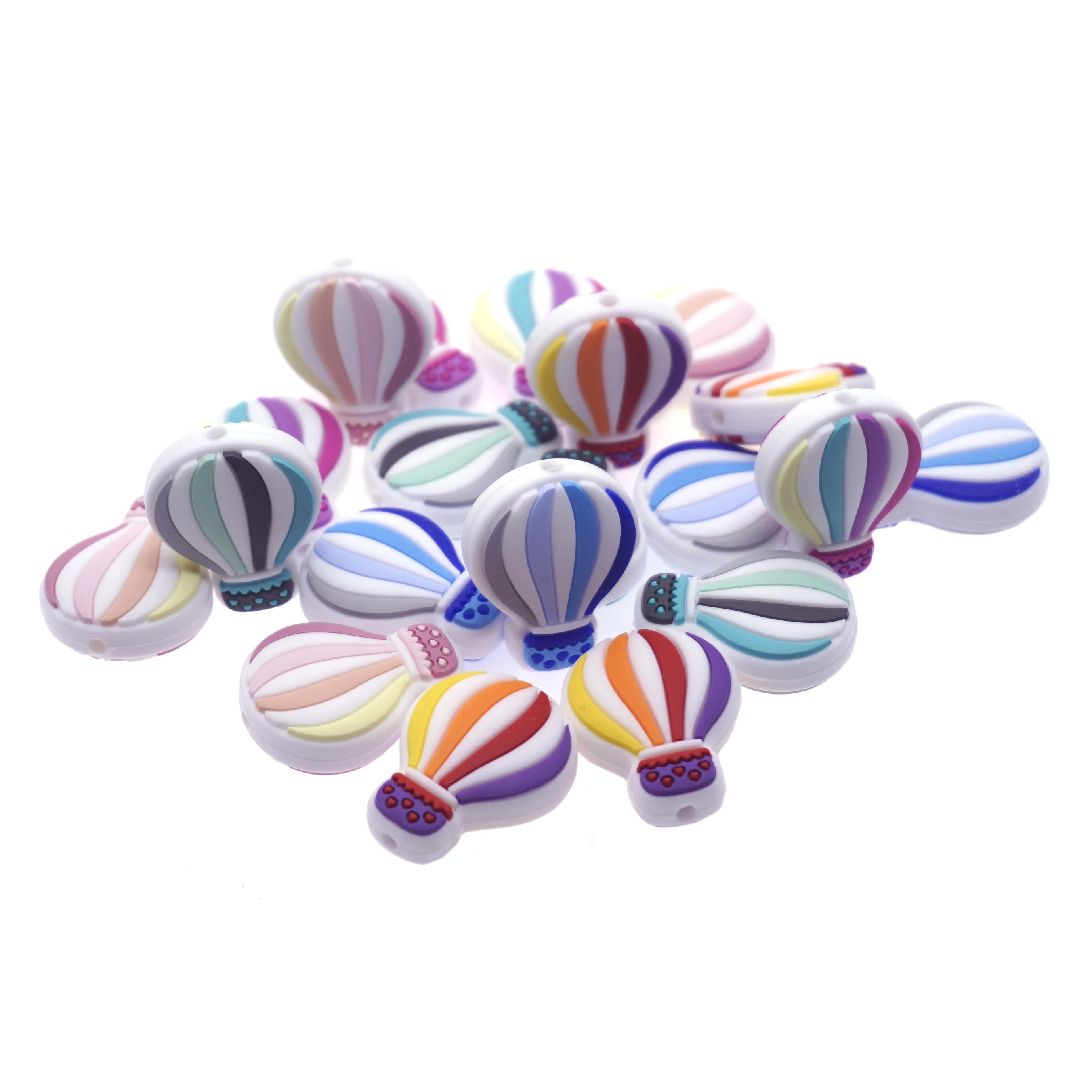 Sutoyuen 50pcs 3D Panda Silicone Focal Beads Rainbow for DIY Jewelry Making Beadable Pen Charms Keychain Bracelet Accessories