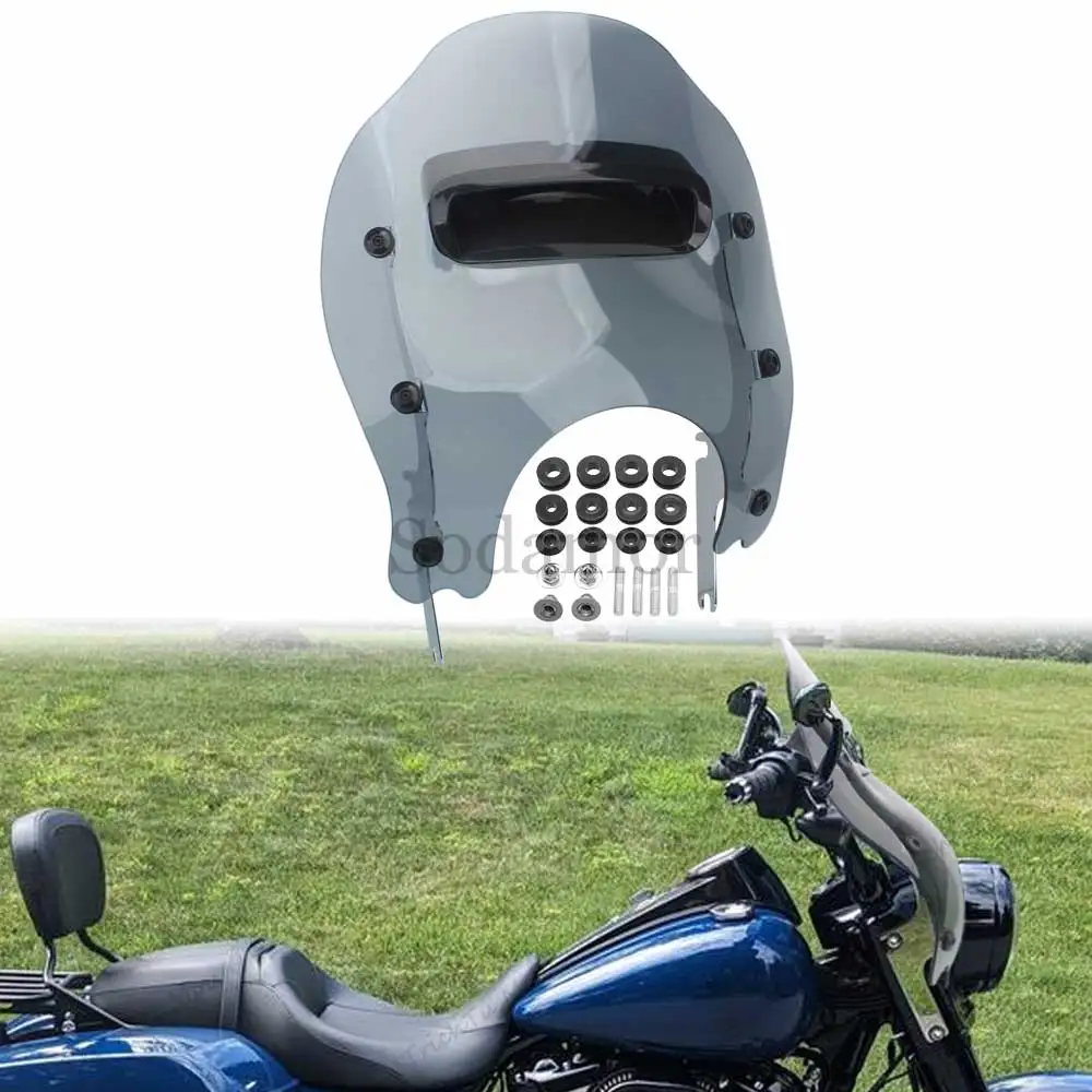 20.3 Inch Dark Smoke Motorcycle Wind Splitter Vented Windshield For Harley-Davidson Road King Classic Special Models 1994-2025