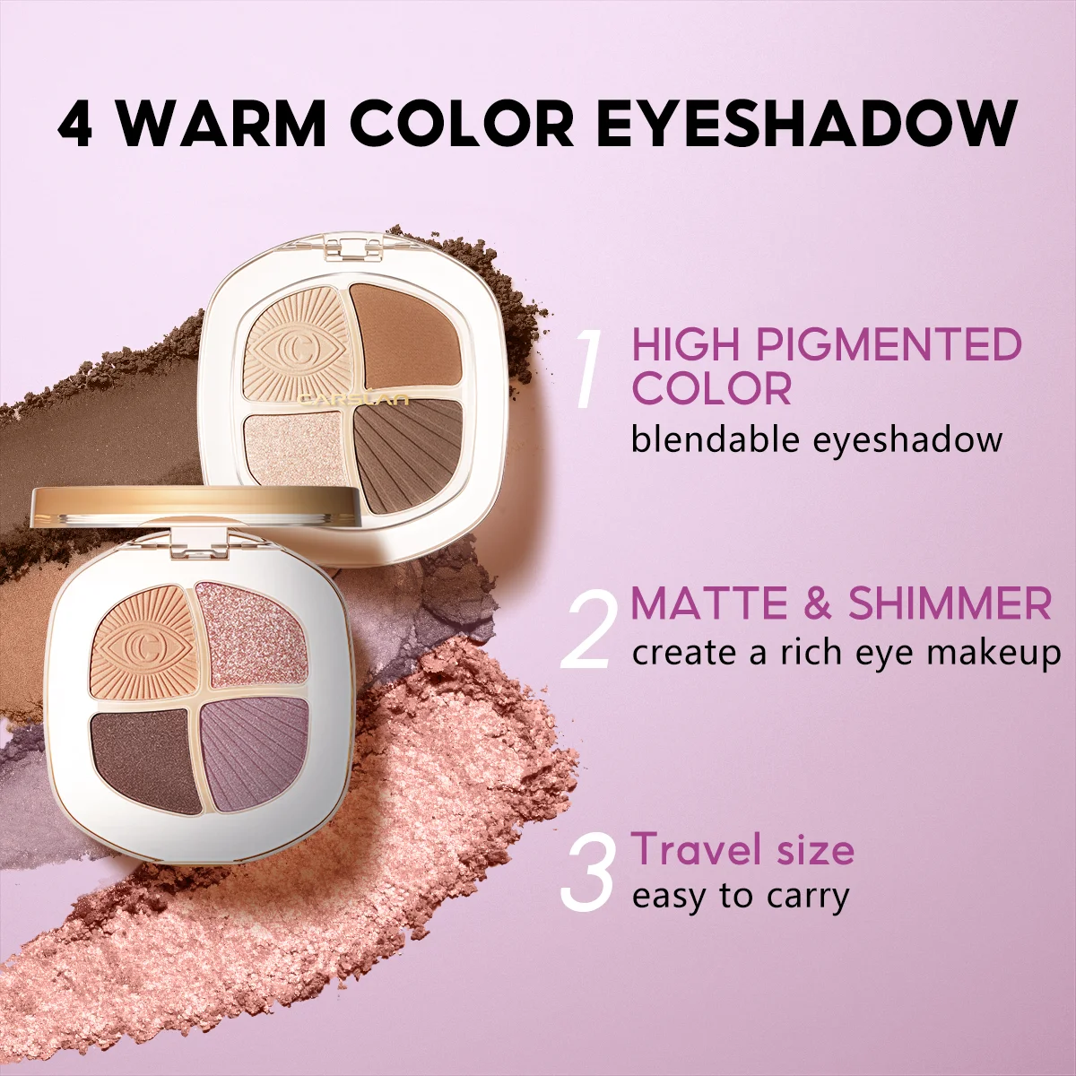 CARSLAN พาเลตต์อายแชโดว์4สีตาโตสีคุณภาพสูงสีน้ำตาลนู้ดเนื้อแมตต์แวววาวแวววาวแวววาวอายแชโดว์เครื่องสำอาง