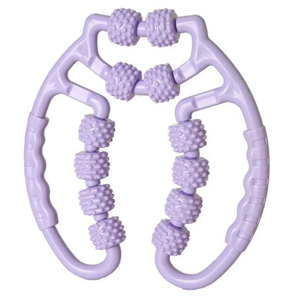Anillo masajeador de pinza para piernas, Rodillo de plástico relajante, barra de Yoga, masajeador de cuatro ruedas
