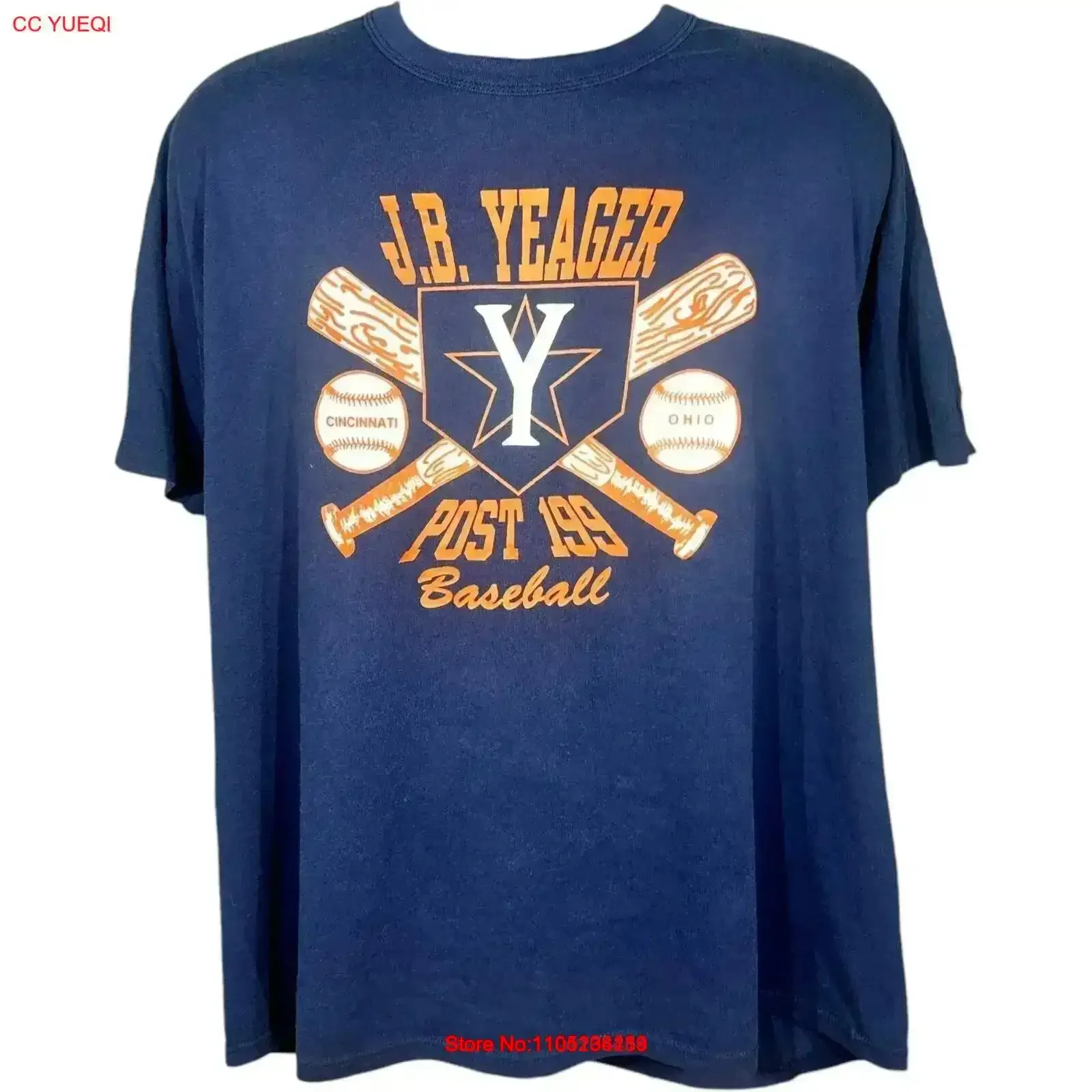 Vintage Russell J B Yeager Legion Post 199 camiseta de béisbol gráfico lavado ligeramente elegante estirado Casual transpirable moda