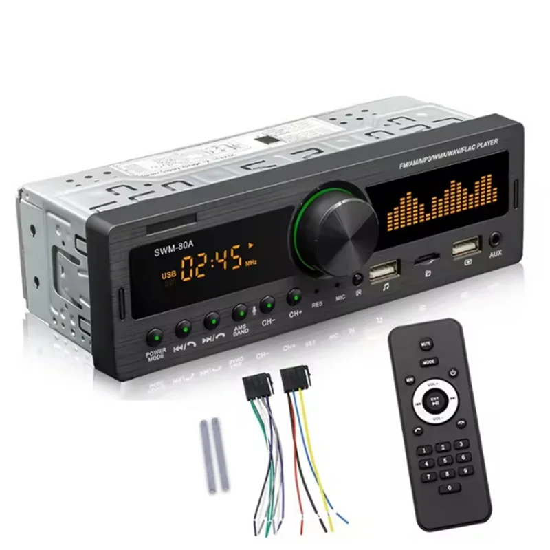 B92B-SWM-80A Car Radio Stereo Audio Bluetooth FM AM MP3 Player SD USB Classic Audio Playe APP Remote Control