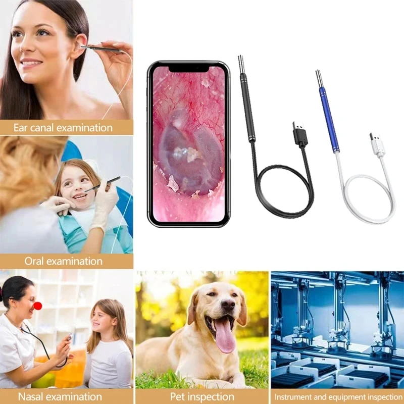 3 in 1 USB 5.5MM HD Visual Ear Endoscope Veterinary Otoscope Ear Wax Cleaning Inspection Camera Tools for Android Phone PC