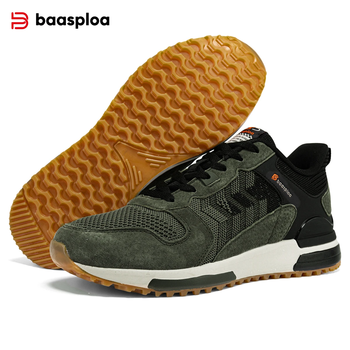 Sapato de caminhada masculino Baasploa, tênis respirável casual, com cadarço, confortável sapato esportivo, antiderrapante, resistente ao desgaste