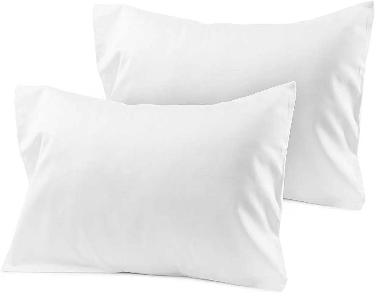 

2-Pack Toddler Travel Pillowcases 12x16 Inch, 500 Thread Count Egyptian Cotton with Zipper Closure, White