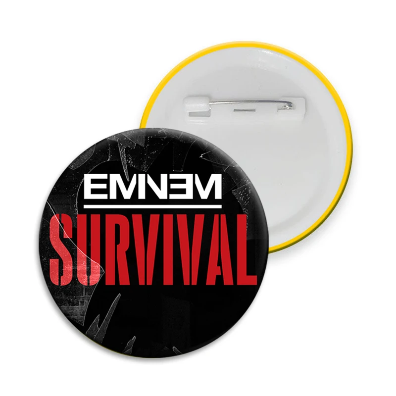32/44/50/58mm Eminem Music Album Cover CD Lapel Pins Creative Badges Cartoon Brooches for Backpack Hat Collar Decoration Gifts