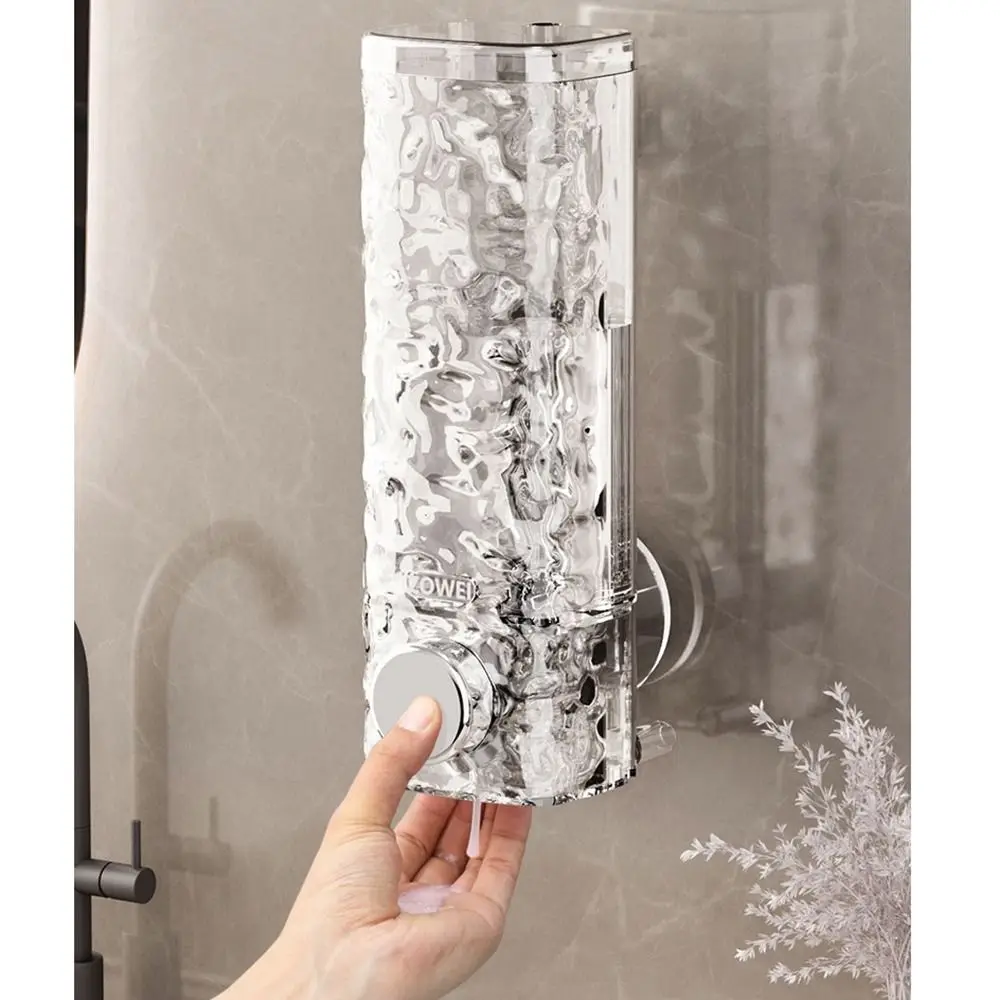 

Suction Cup Wall-mounted Soap Dispenser Manual Press Transparent Hand Soap Press Bottle INS Easy To Install Refillable Soap Jar
