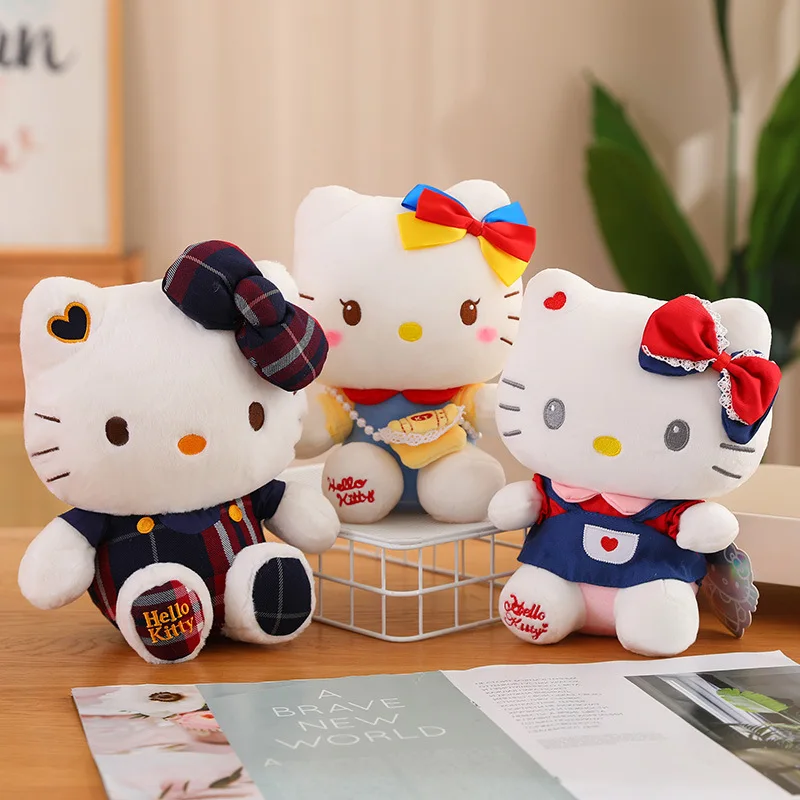 

Милая плюшевая игрушка в стиле колледжа с героями аниме Sanrio HelloKitty, мягкая подушка 25 см, милый подарок на день рождения для ребенка, девушки, подруги