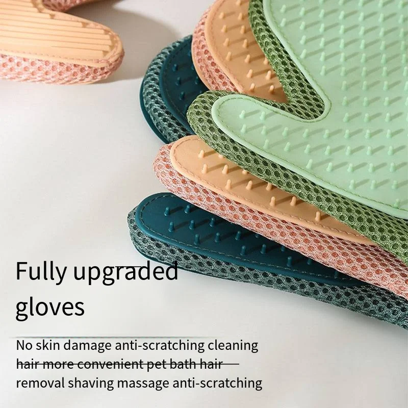 2 in 1 Pet Glove Pet Fur Remover Gloves Cat Grooming Glove Brush for Shedding Massage Efficient Pet Hair Remover Mitt