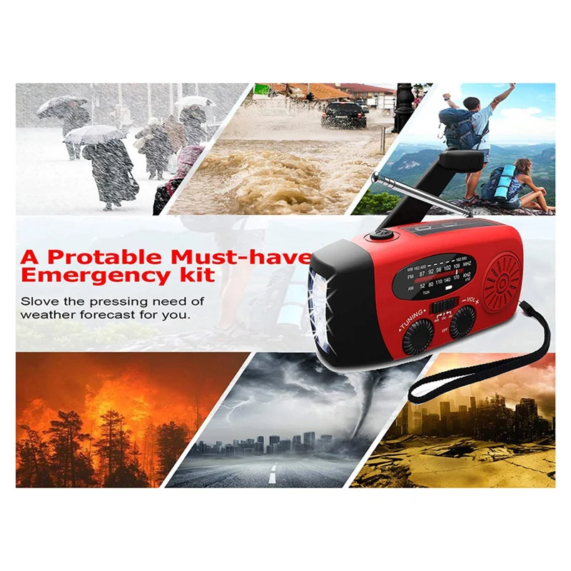 Y45A-Led Flashlights Hand Crank Dynamo Powered AM/FM/NOAA Radio Emergency Rescue LED Flashlight Emergency Power Supply
