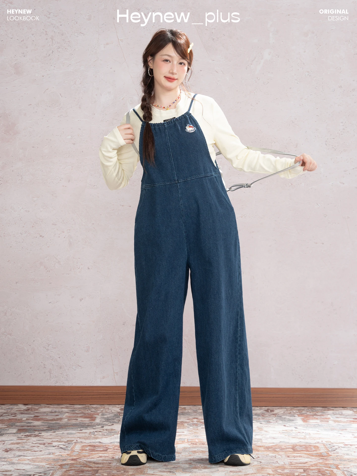 Heynew Retro Waed Label - Pantalones vaqueros de mezclilla para mujer, talla grande, de pierna recta y ancha, estilo informal, para otoño