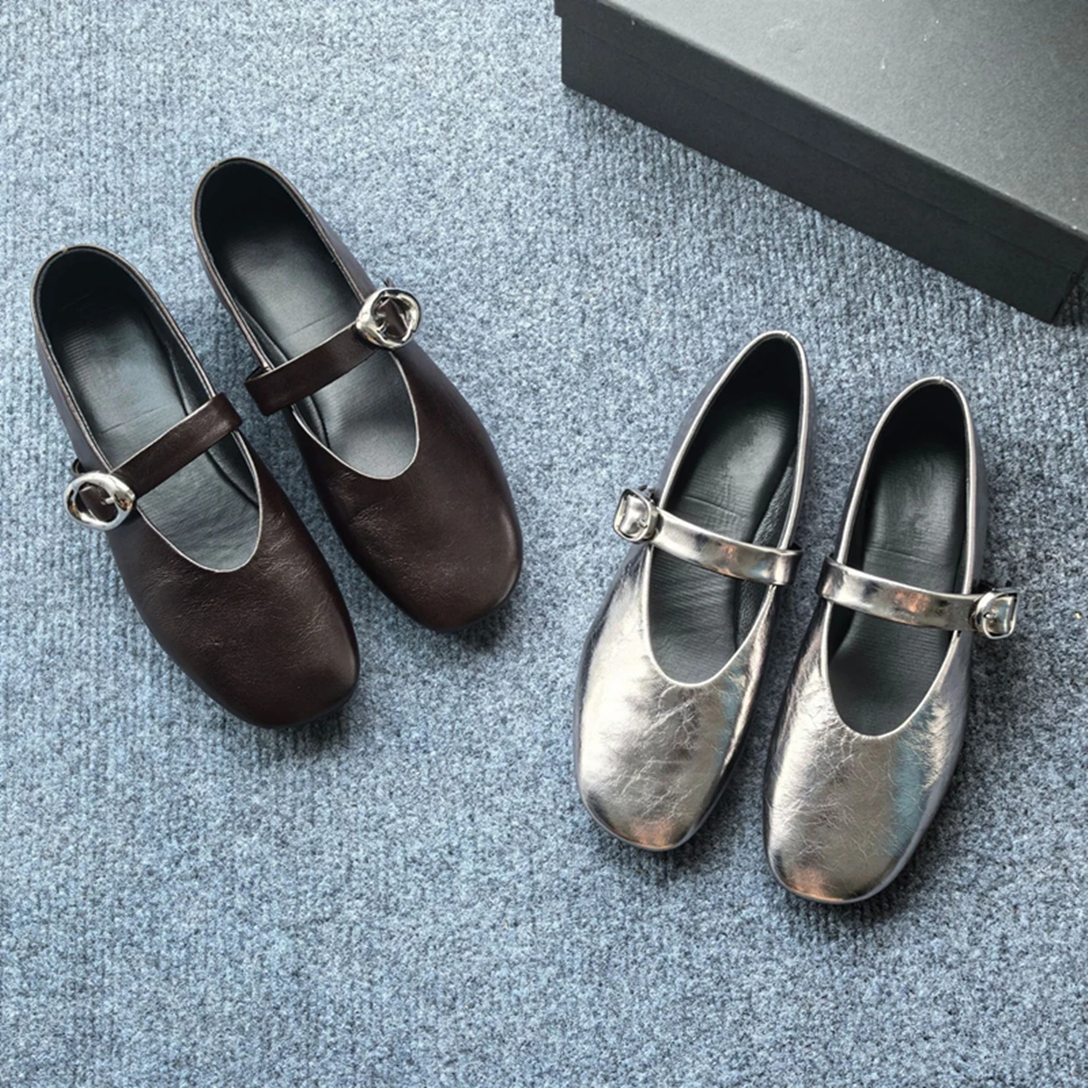 

Jenny&Dave 2026 Summer Flats Shoes French Retro Genuine Leather Mary Jane Shoes Minimalist Elegant Office Ladies Loafers Shoes