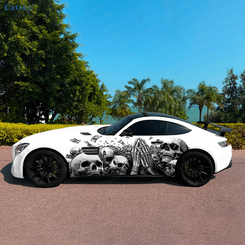 Black Skeleton Horror Car Side Sticker Decoration, PVC Waterproof Scratch Resistant Decal, Car Protection, Auto Accessories Gift