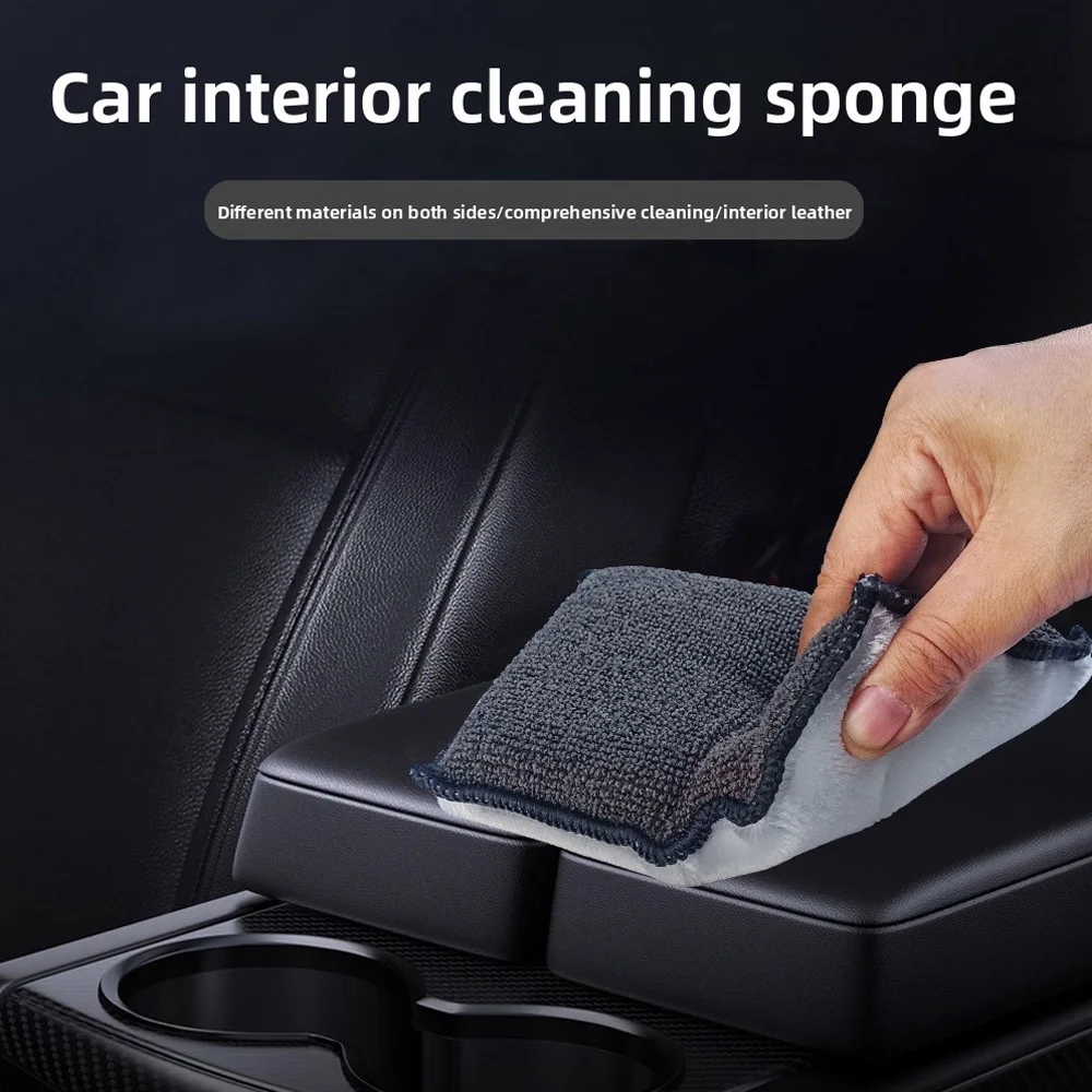 Auto Soft Double Side Microfiber Scrubbing Sponge Car Leather Cleaning Microfiber Towel Wax Sponge Auto Detailing Tools