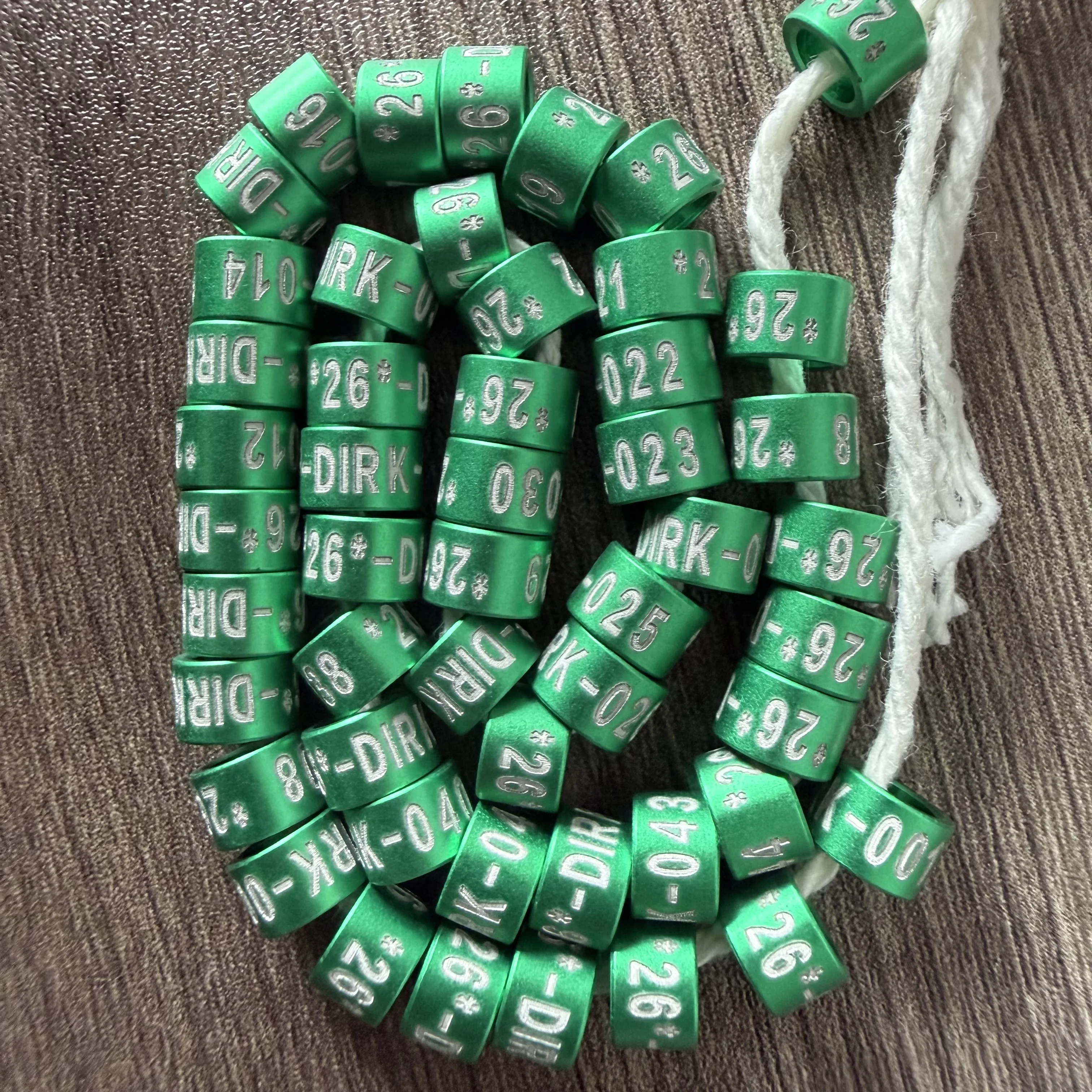 50PCS Custom Closed Aluminium Bird Rings 2026 Green Canary Budgerigar Gouldian (2.6mm to 9.0mm)-Newborn 10 days