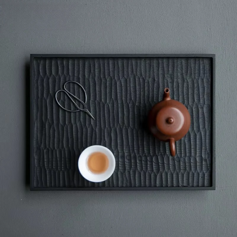 White Wax Wood Tea Tray Zen Solid Wood Dry Brewing Table Boutique Rectangular Tea Plate Antique Tea Board Dishes