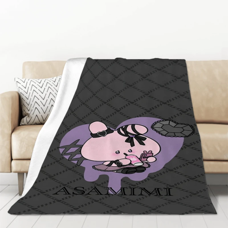 

Cute Asamimi Blanket Plaid Blankets for Decorative Sofa Throwing Catnap Plead Cover Microfiber Bedding Downy King Lid Bed Throw