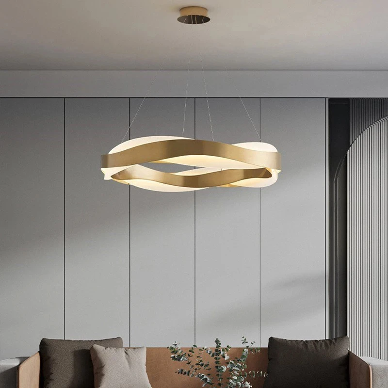 Gold Black Luxury Circle Chandeliers Home Decoration Pendant Light for Living Room Restaurant Hall Acrylic Ceiling Pendant Lamps
