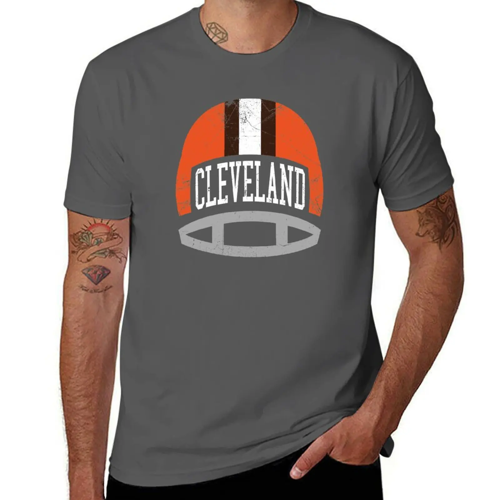 

Cleveland Retro Helmet - Brown T-Shirt man t shirts cotton man tshirt g man t shirts for men T-Shirt