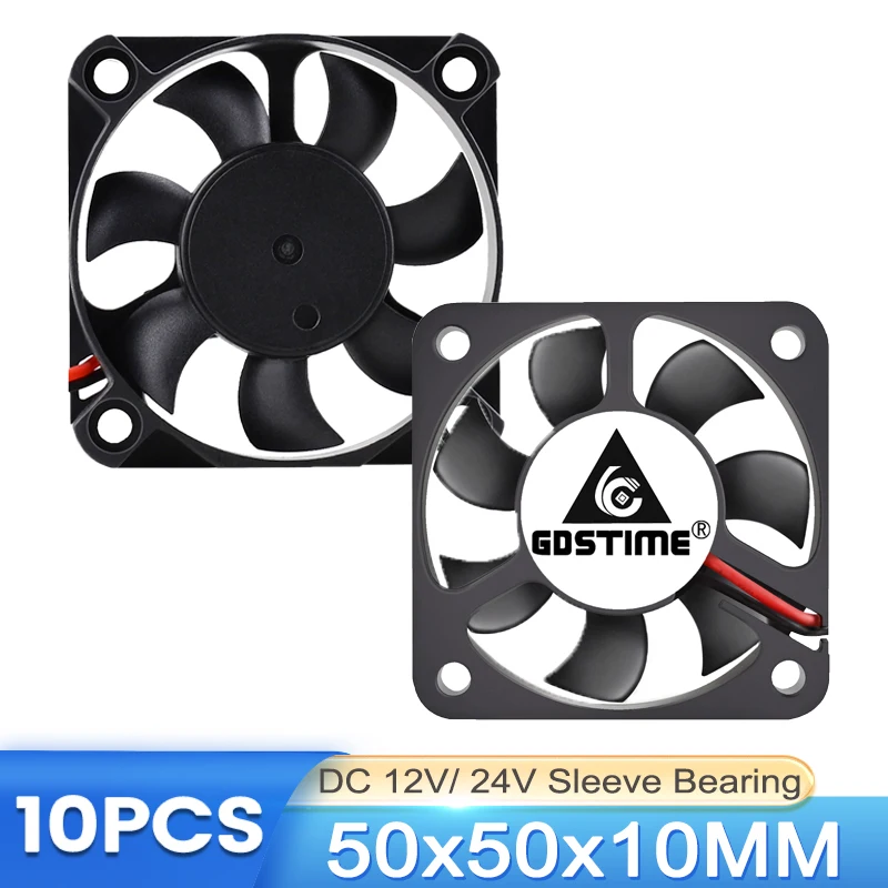 

10 Pieces Lot Gdstime 5010 50mm Mini Cooler Fan DC 12V 2Pin(2.0) 5cm 50mmx10mm Micro Brushless Computer Cooling Radiator Fan