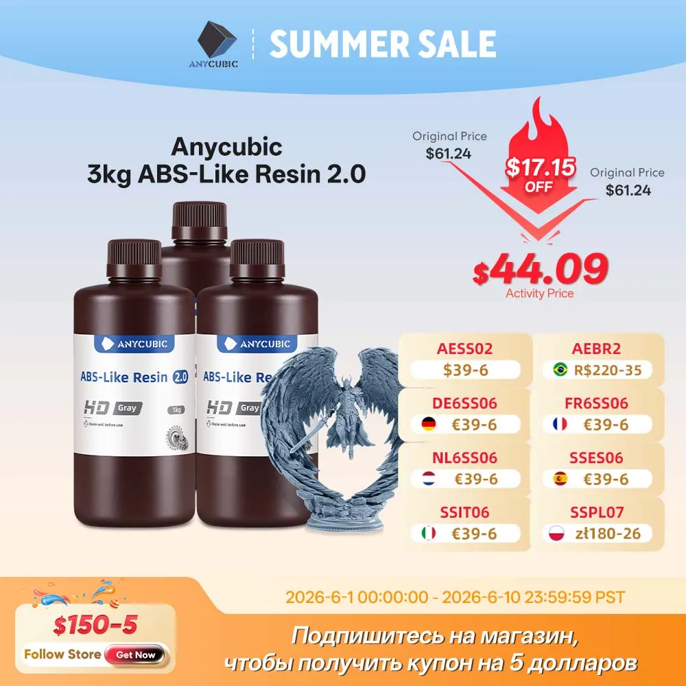 NEW Anycubic 2.0 Resin 3D Printer Photopolymer ABS-Like Resin Higher Toughness & Resilience Fast Curing High Precision Resin
