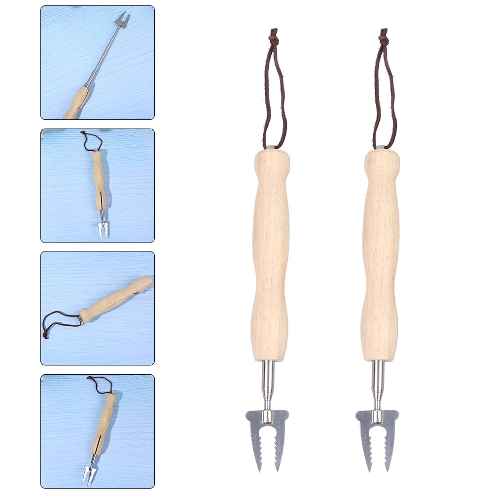 

2 Pcs Barbecue Fork Camping Food Marshmallows Meat Skewer Supply Multi-function Stainless Steel