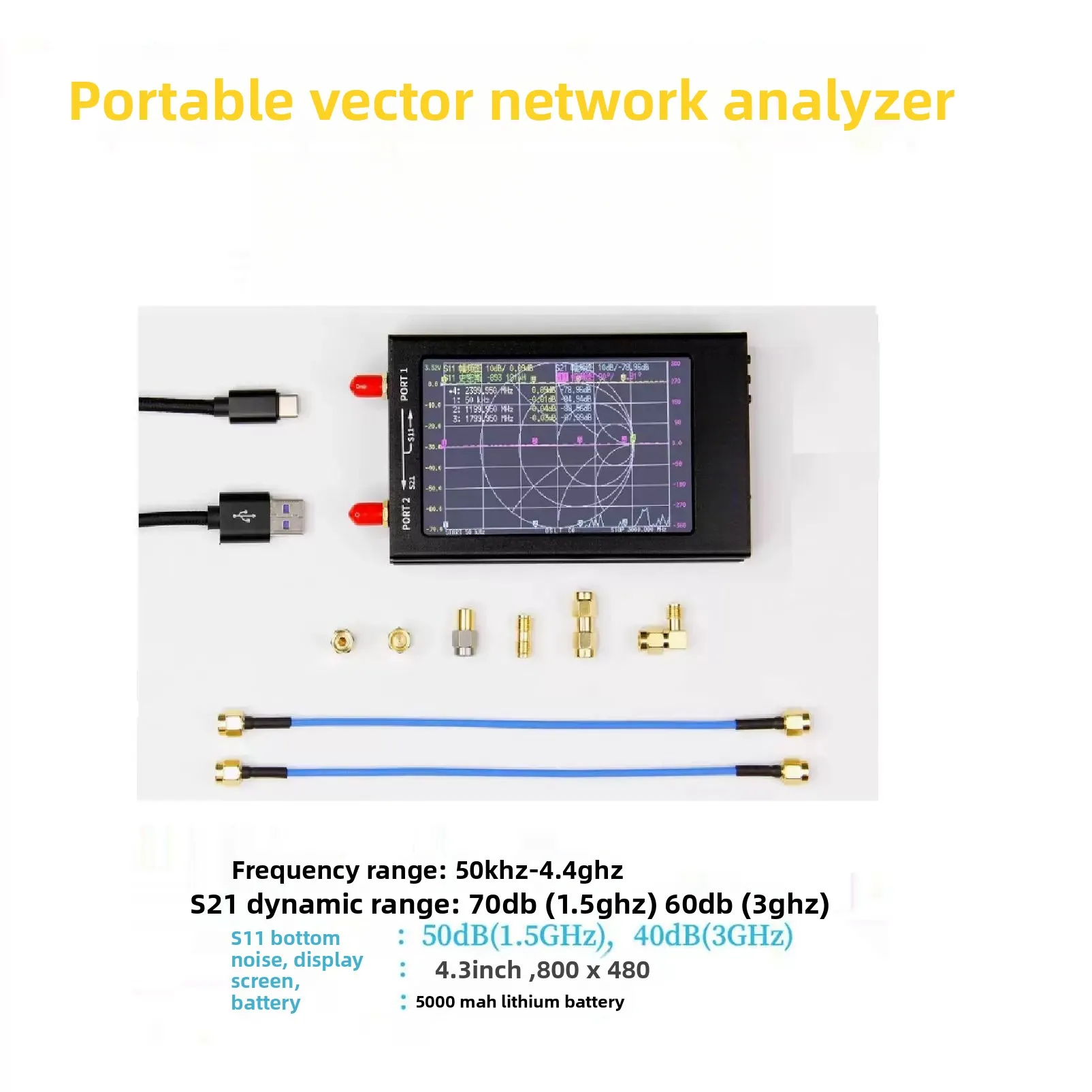 V2 50k-3G vector network analyzer, antenna, filter, impedance matching