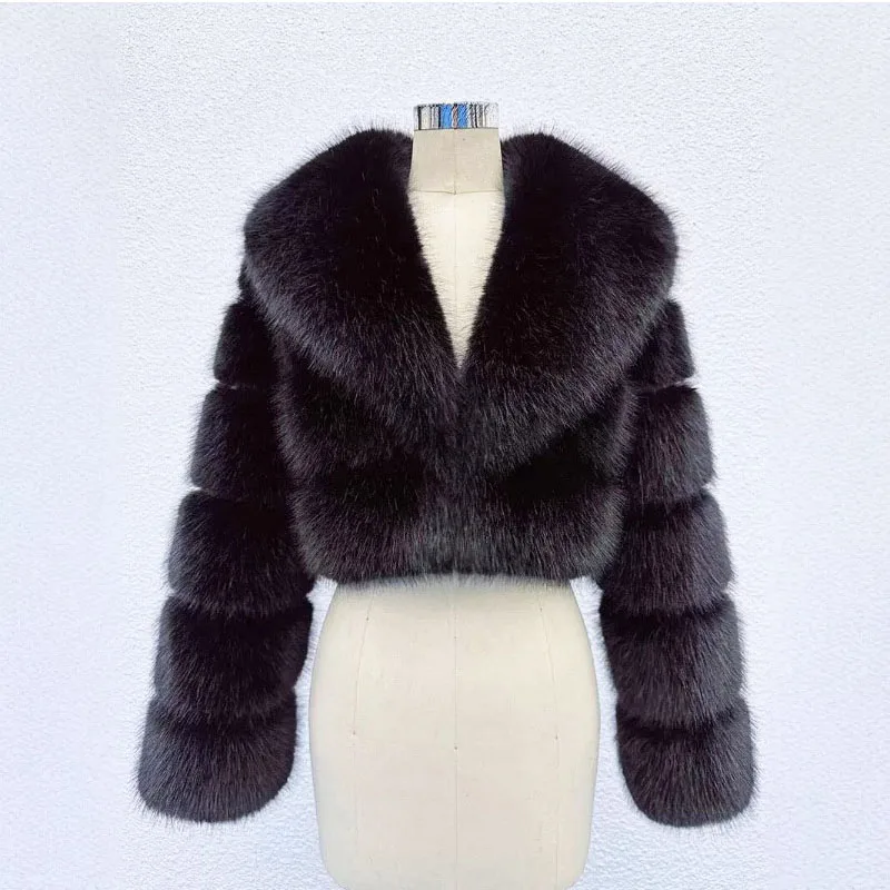 

Women's Ieather Fur Coats Super Hot Autumn Winter Women's Coat Short Faux Fox Fur Jacket High Quality Ladies Furry Coats