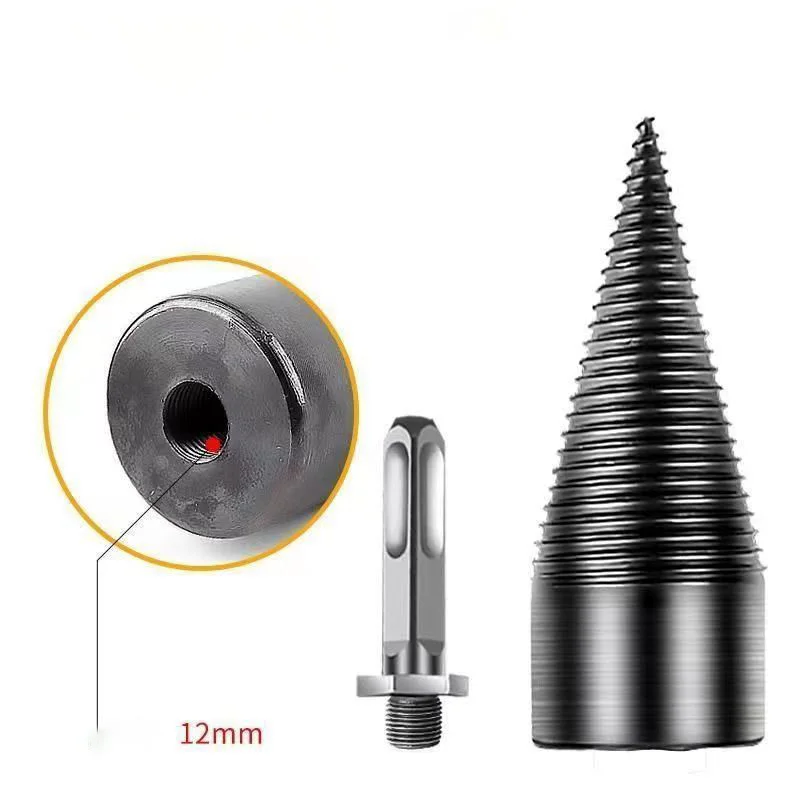 Imagem -04 - Lenha Divisor Máquina Broca de Madeira Cone Perfurador Driver Quadrado Redondo Hex Haste Broca Bit Rachado Ferramenta de Perfuração 32 42 50 mm