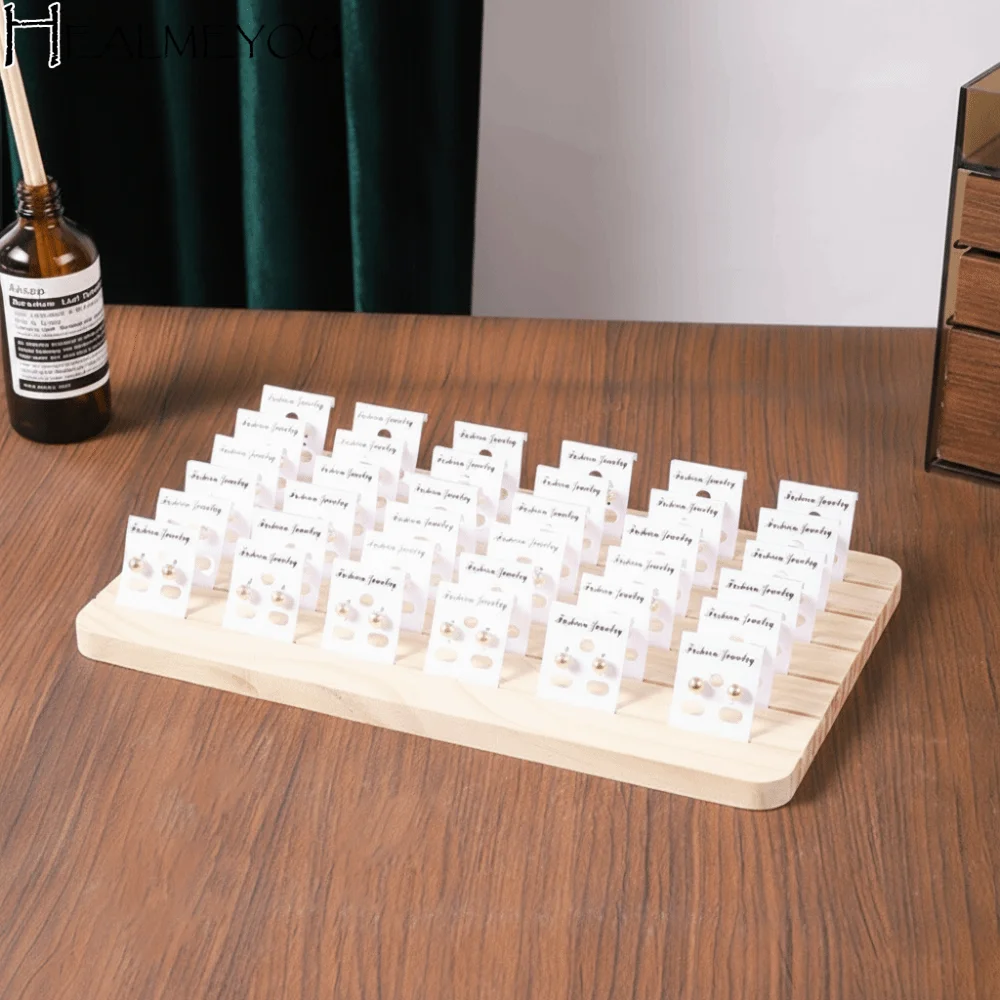 Solid Wood Earring Necklace Display Counter Large Capacity Premium Earring and Ring Organizer Save Space Decoration