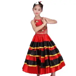 1pcs/lot children flamenco dancing skirt girl fashion spanish flight bull skirt 360degree