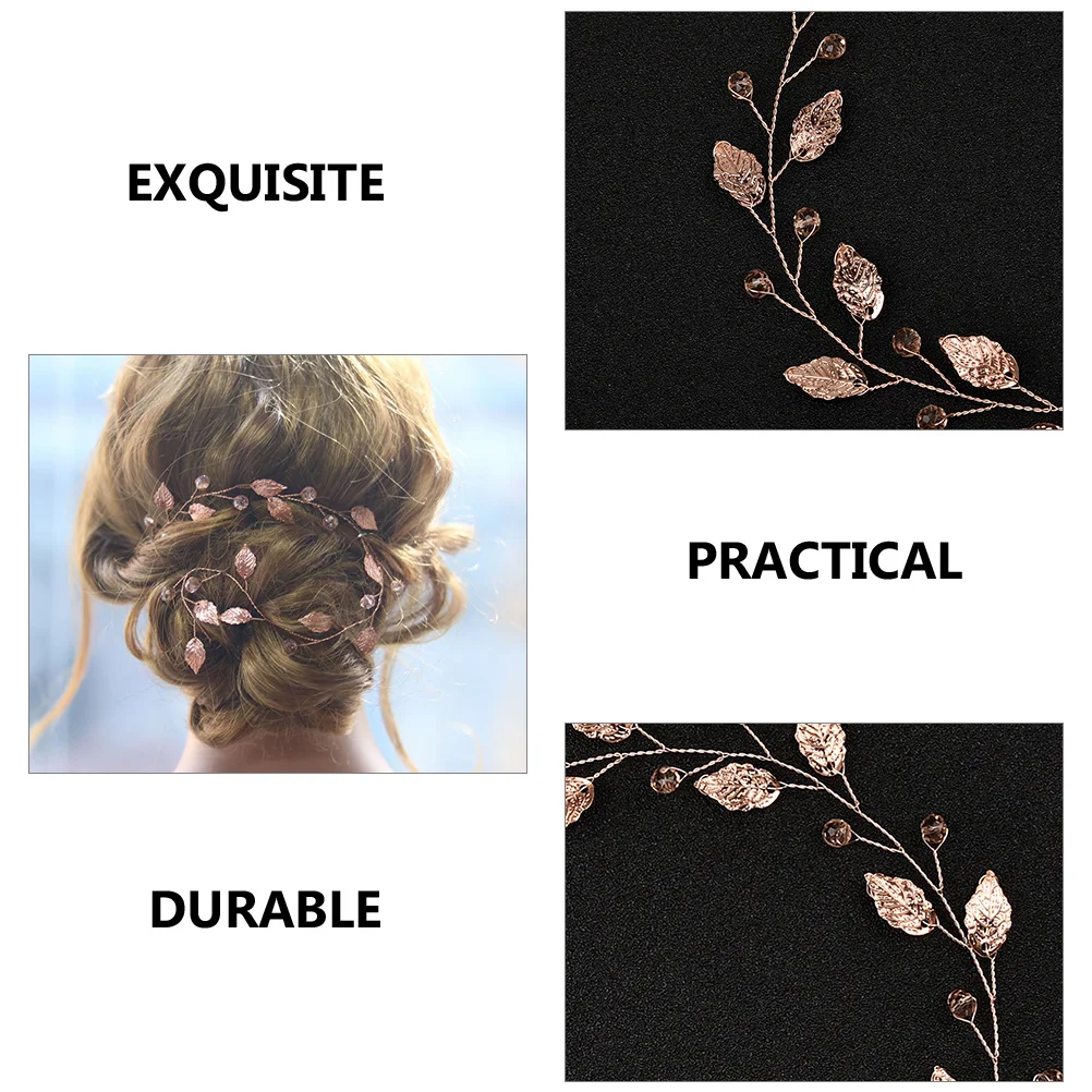 

Rhinestone Leaf Wedding Headband Delicate Bridal Hair Accessory Elegant Bride Headdress for Wedding Party Prom Celebration