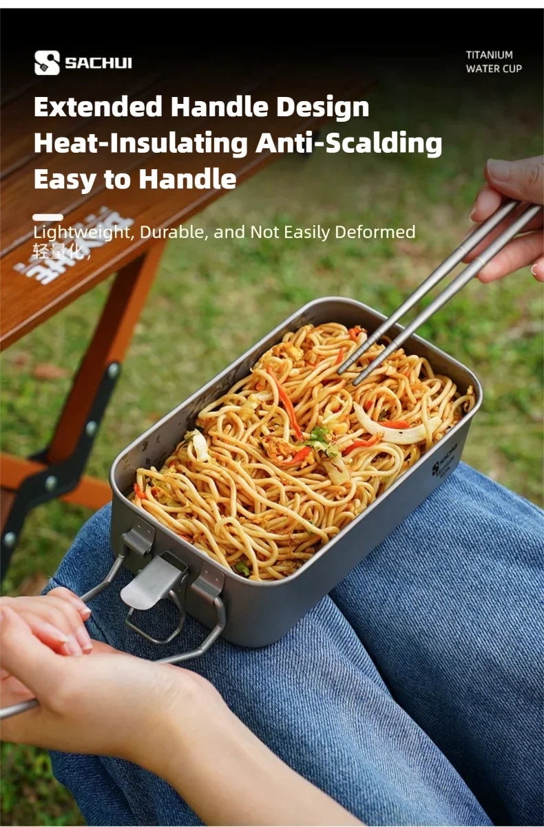 Einschichtige Lunchbox aus reinem Titan für Outdoor-Camping, langlebige, versiegelte Mahlzeitenbox, leichte, tragbare Bento-Box, Lebensmittelbehälter für zu Hause – Detail 8