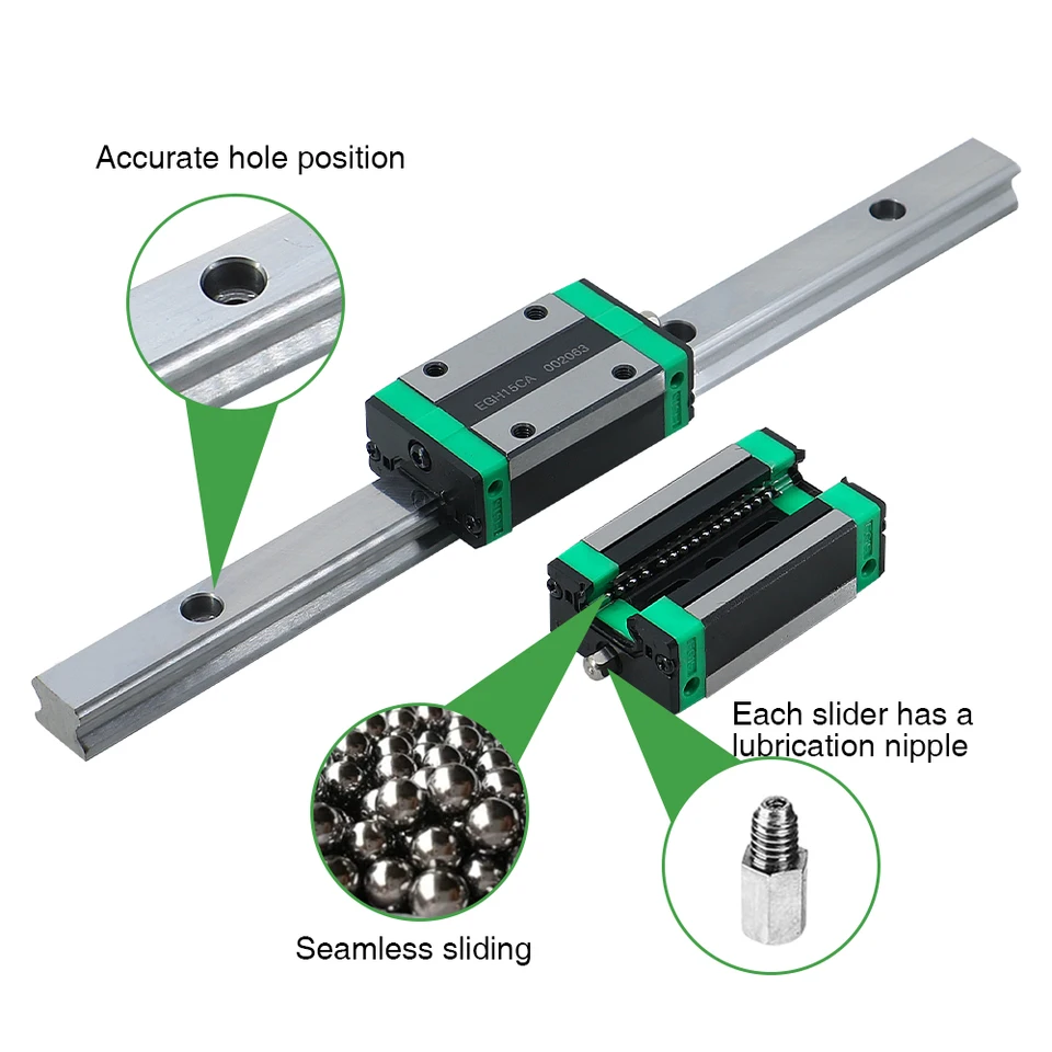 Guida Lineare EGR15 – Lunghezza 800 Mm, Altezza 12,5 Mm, Larghezza 15 Mm, Passo Fori 60 Mm, Per Automazione E Robotica
