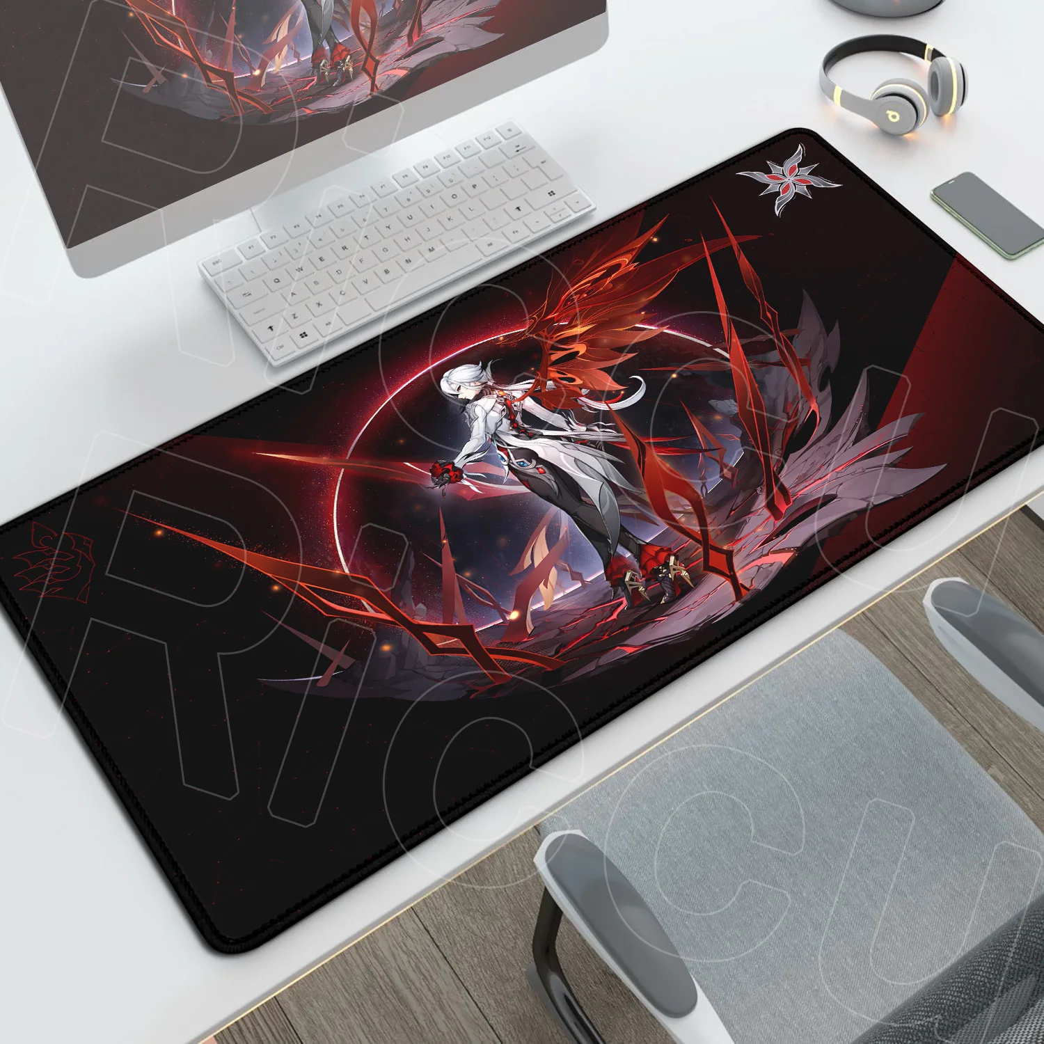 

Genshin Impact Arlecchino HD Mouse Pad Large Computer Offices Non-slip Accessories Anime Durable Deskmat Lock Edge Keyboard Rugs