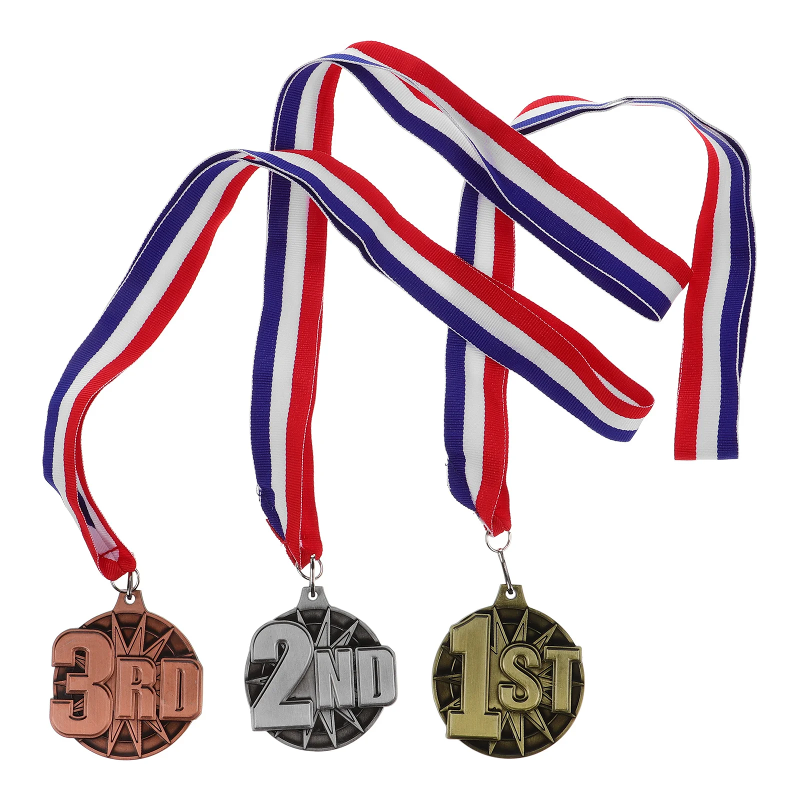 

3Pcs Metal Award Medals Exquisite Zinc Alloy Sports Competition Decorative Honors Prizes Smooth Edges Victory Symbols
