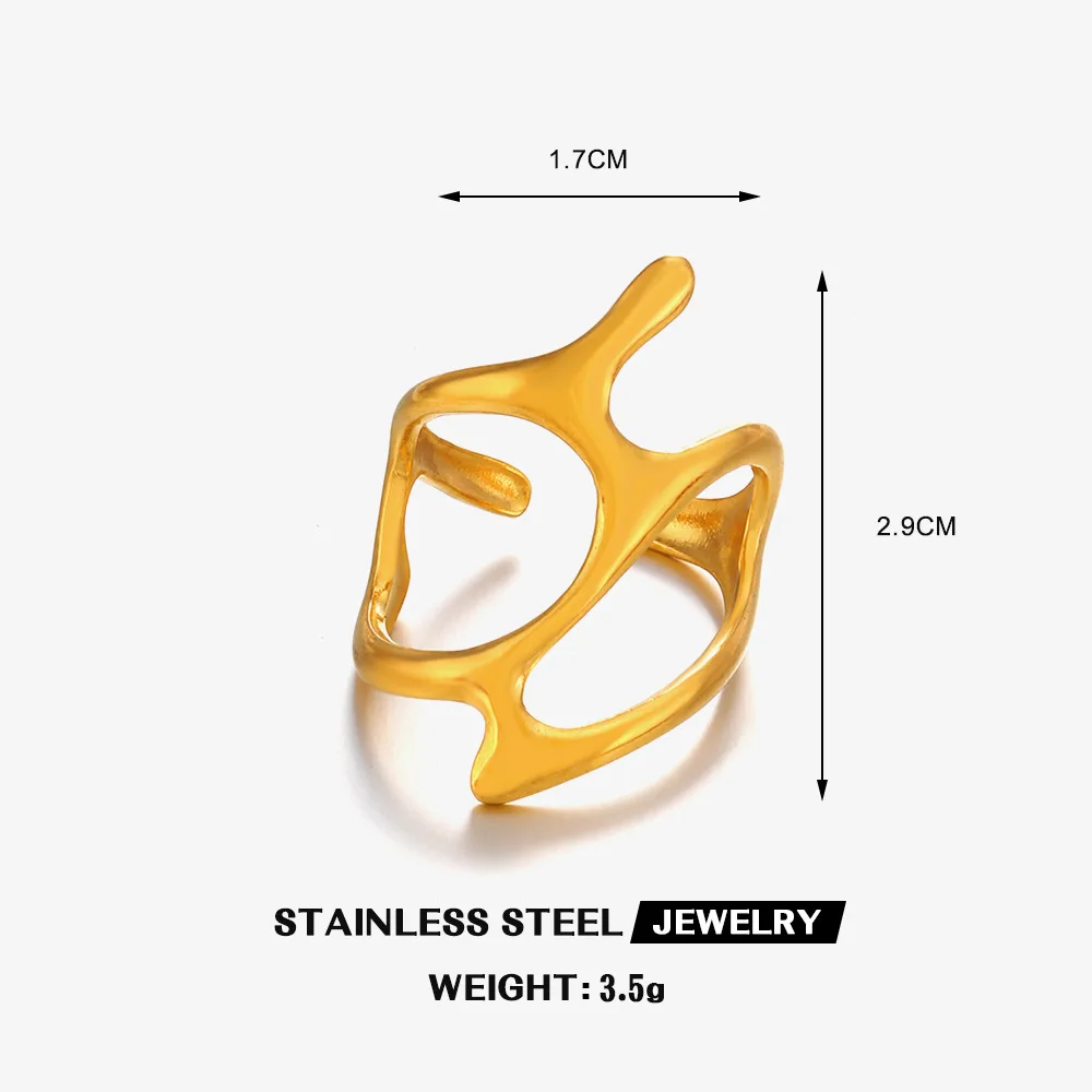 Hollow Geometric Stainless Steel Ring Fashionable Minimalist Neutral Jewelry Adjustable Stacking Rings Accessories Gifts