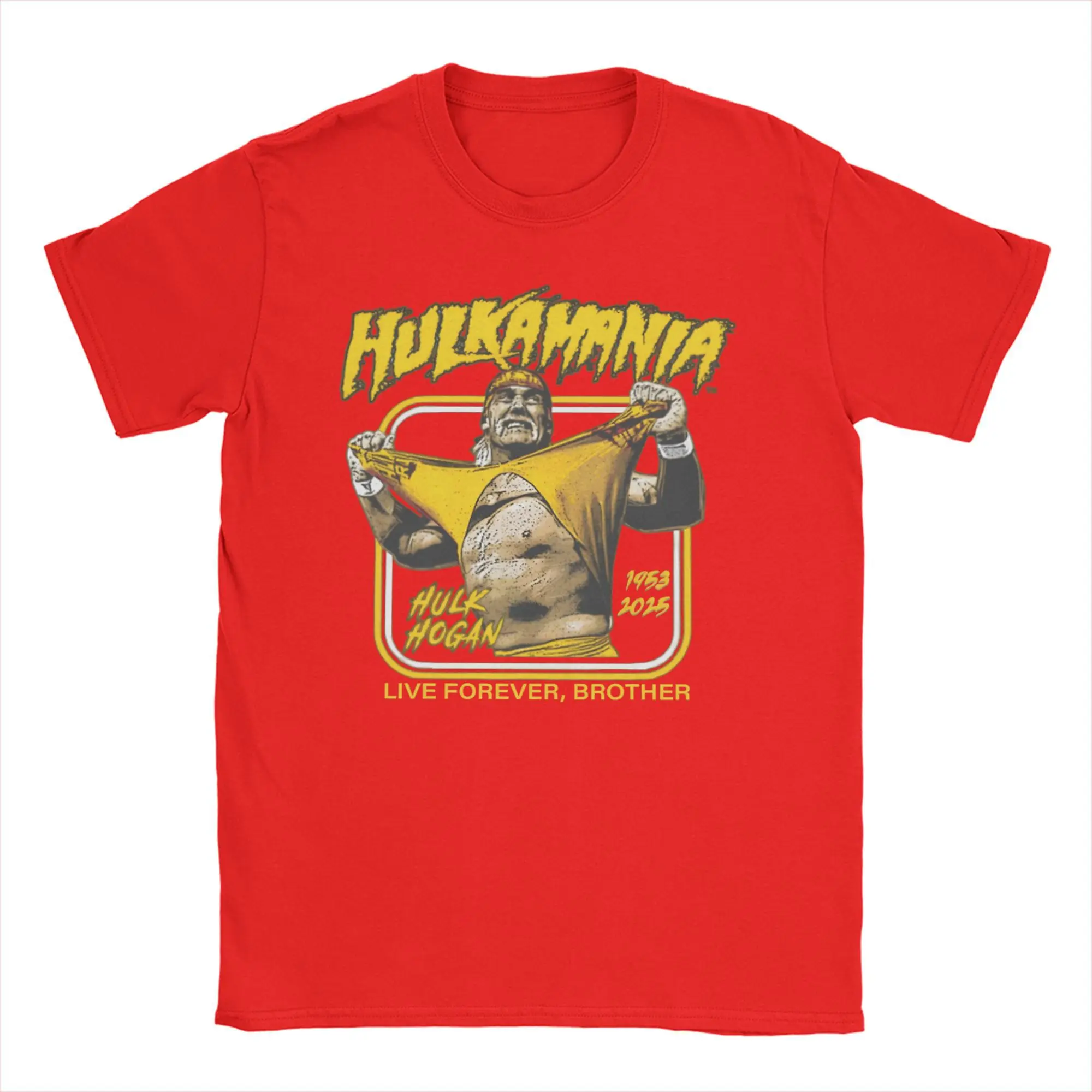 

Hulkamania Hulk Hogan Wrestling Live Forever Vintage T-Shirt Men 100% Cotton T Shirts Short Sleeve Tee Shirt Summer Clothes