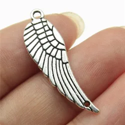 WYSIWYG 10pcs 30x9mm Wing Pendants Antique Silver Color For Making Jewelry Wing Charms Wing Pendants Charms