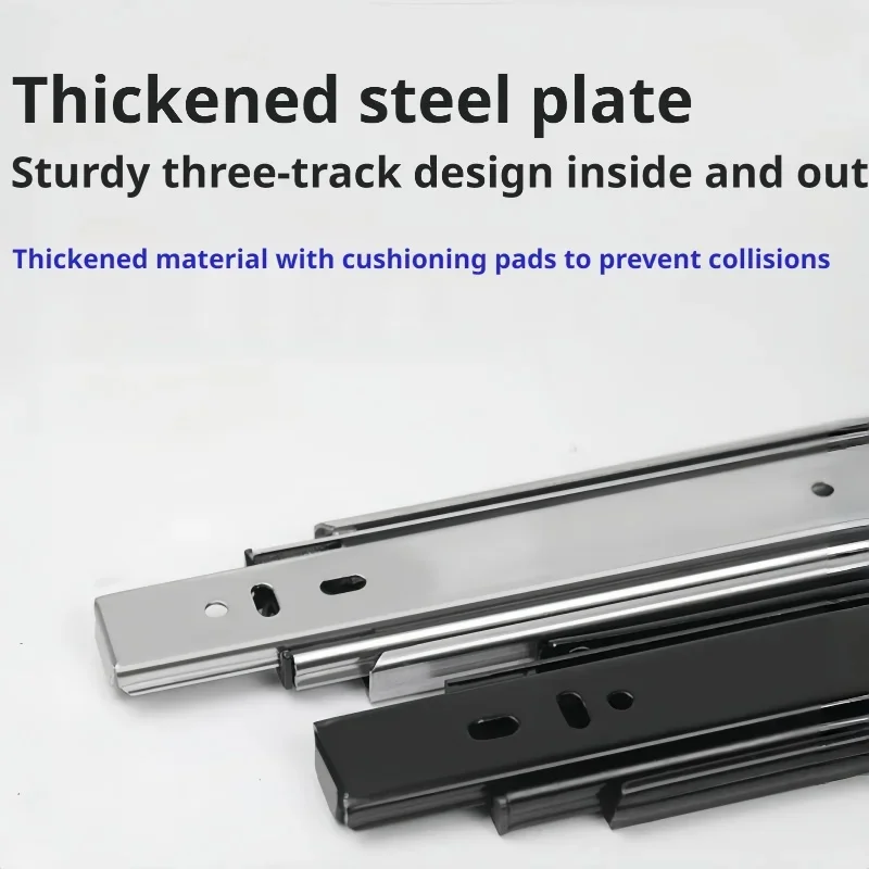 Cabinet Keyboard Tray Hardware: 3-Section Stainless Steel Drawer Slides, Soft Close Silent Hydraulic Full Extension Slide Rails