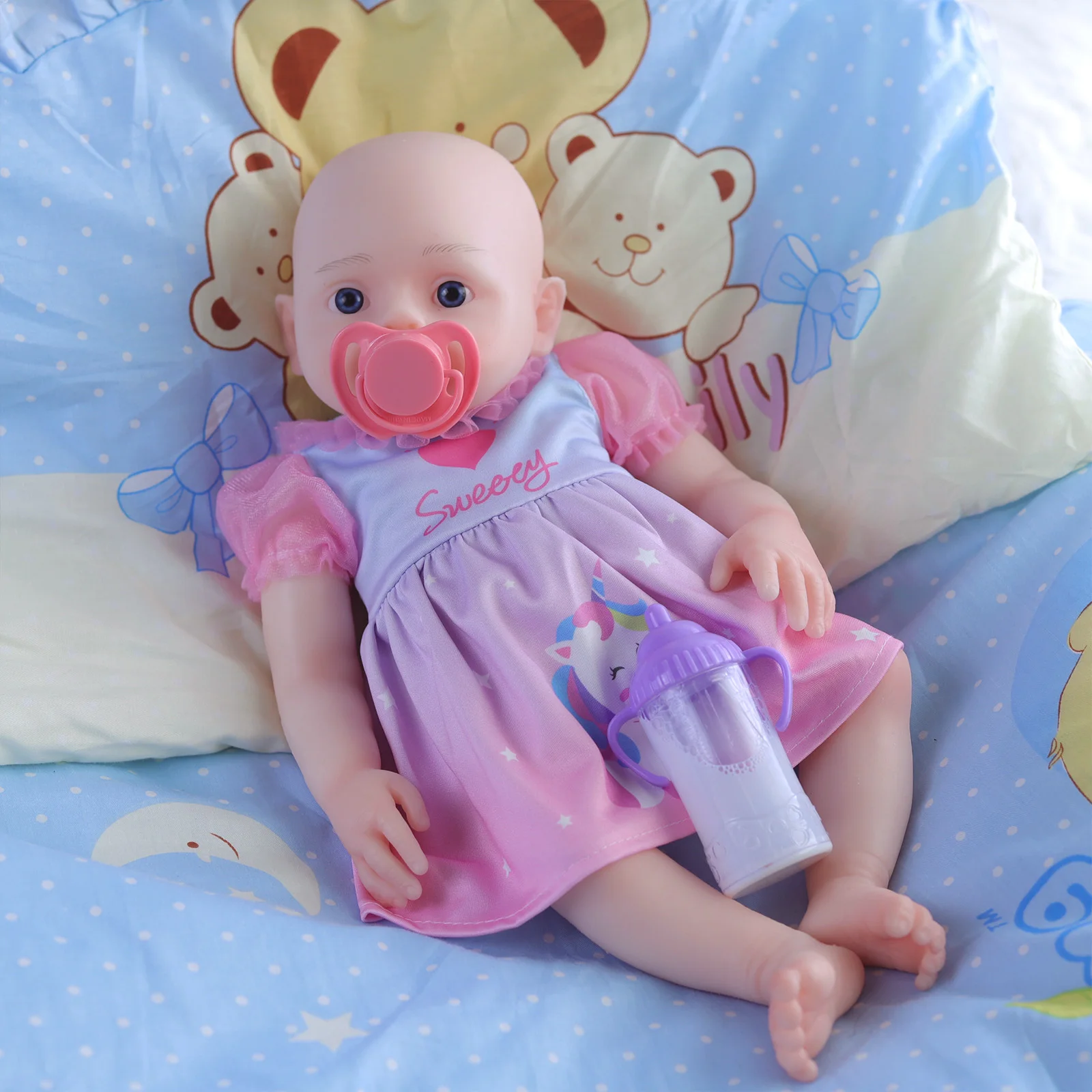 COSDOLL 45 cm 2,55 kg full body siliconen reborn poppen ogen geopend Bebe reborn realistische babypop speelgoed met kleding verjaardagscadeautjes