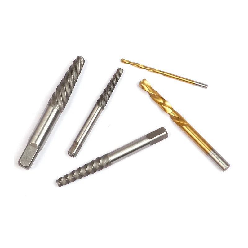 Set di strumenti per estrattore di viti Easy Out in acciaio legato da 10 pezzi Kit di strumenti di montaggio per estrattore di punte da trapano in pollici per rimozione bulloni